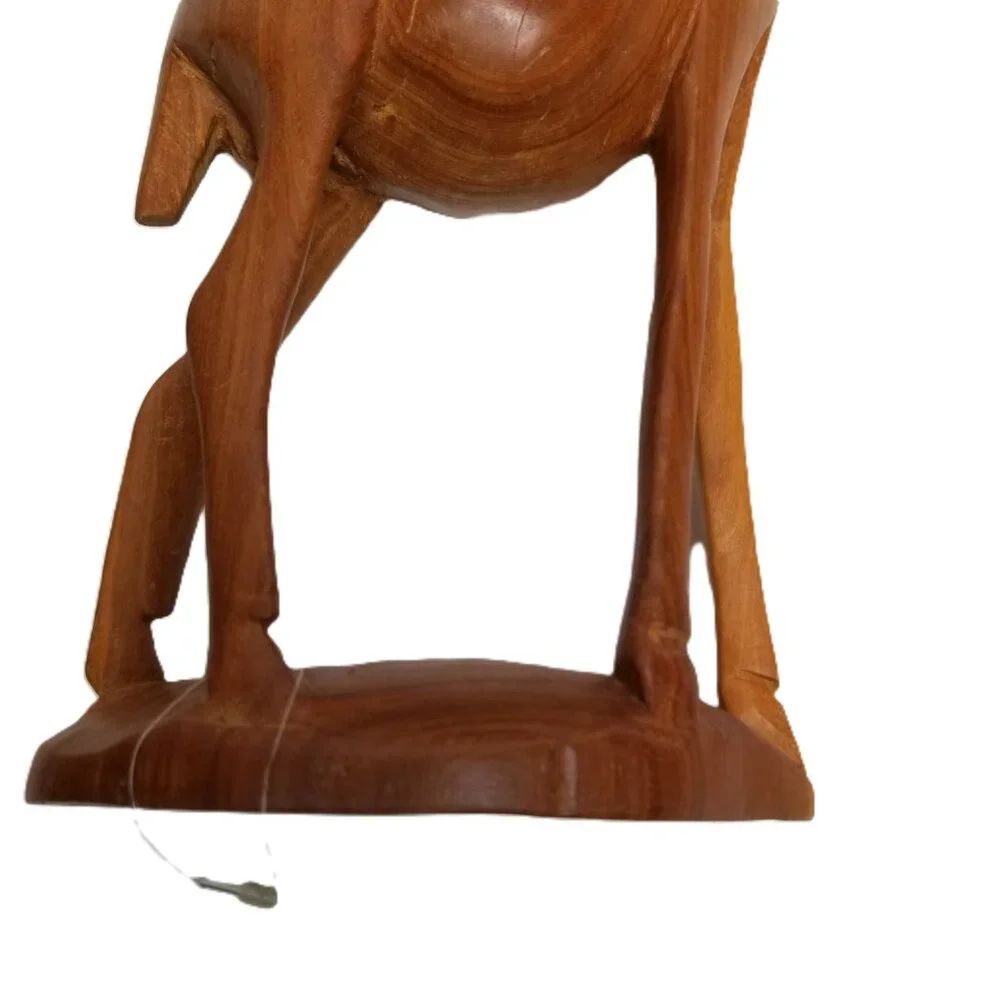 Hand Carved Wood Gazelle Pair African Safari Tribal Decor Bohemian MCM